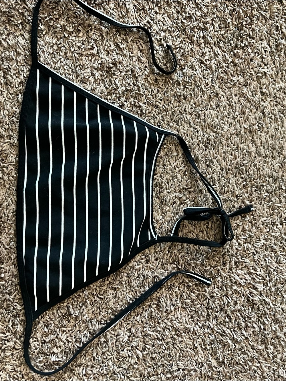 American Apparel Black and White Striped Halter Top